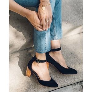 Soludos Black Suede Gemma Mary Jane Heel Size 8.5